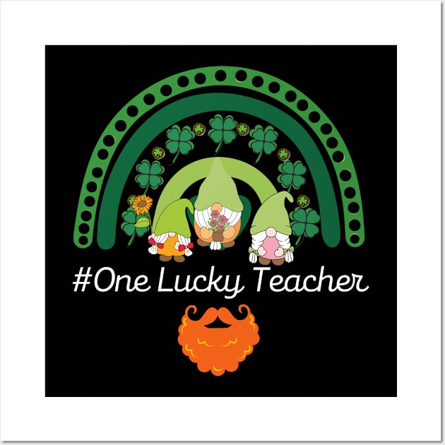 One Lucky Teacher Groovy Retro Teacher St Patrick's Day Wall Art by Adam4you